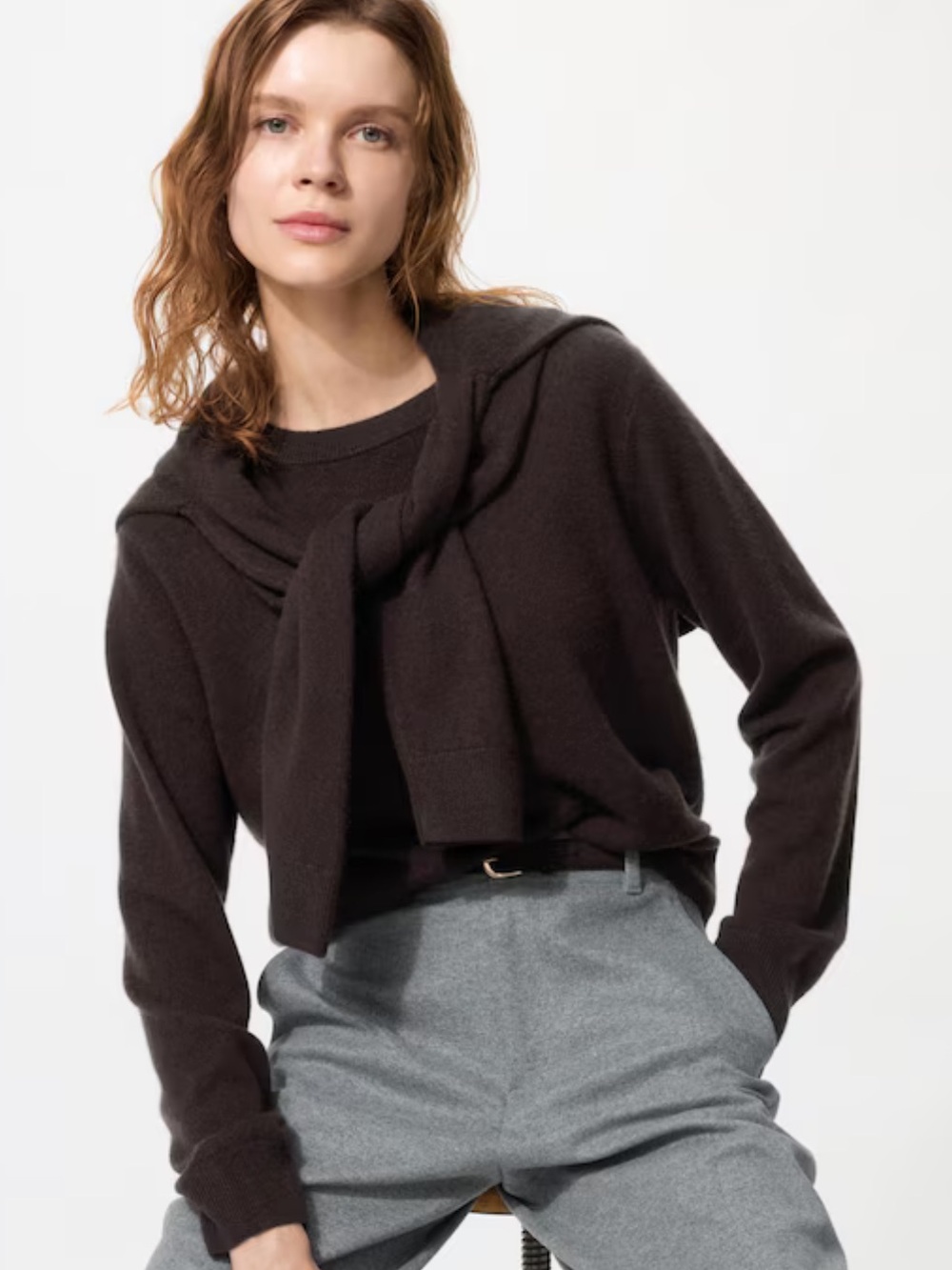 Uniqlo Women's Dark Brown Crewneck Sweater